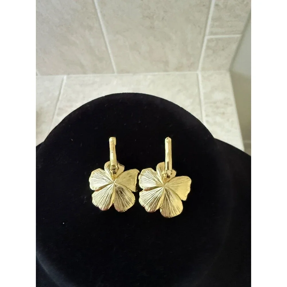 Talbots Green Fall Floral Drop Earrings